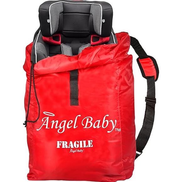 Angel Baby Car Seat Air Travel Bag Red Fragile Carseat Bag Airplane Gate Check - Picture 2 of 10